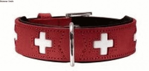 Hunter Swiss Kreuz Halsband Rot Hals 47-54cm, Breite: 3.9cm - zum Schliessen ins Bild klicken