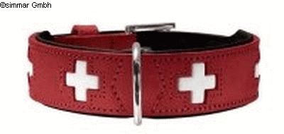 Hunter Swiss Kreuz Halsband Rot Hals 47-54cm, Breite: 3.9cm