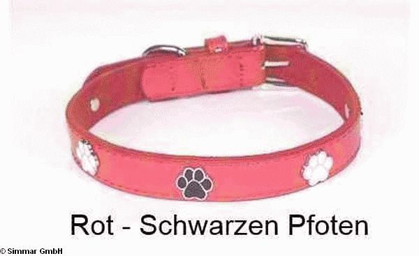 Exklusiv DOGUE Paws Up Hundehalsband, Rot, Hals 28 - 34cm - zum Schliessen ins Bild klicken